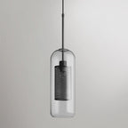 Clear Glass Metal Pendant Light Capsule Shape Adjustable Silver Finish Modern Kitchen Dining Room Home Decor - Stack & Clear 25