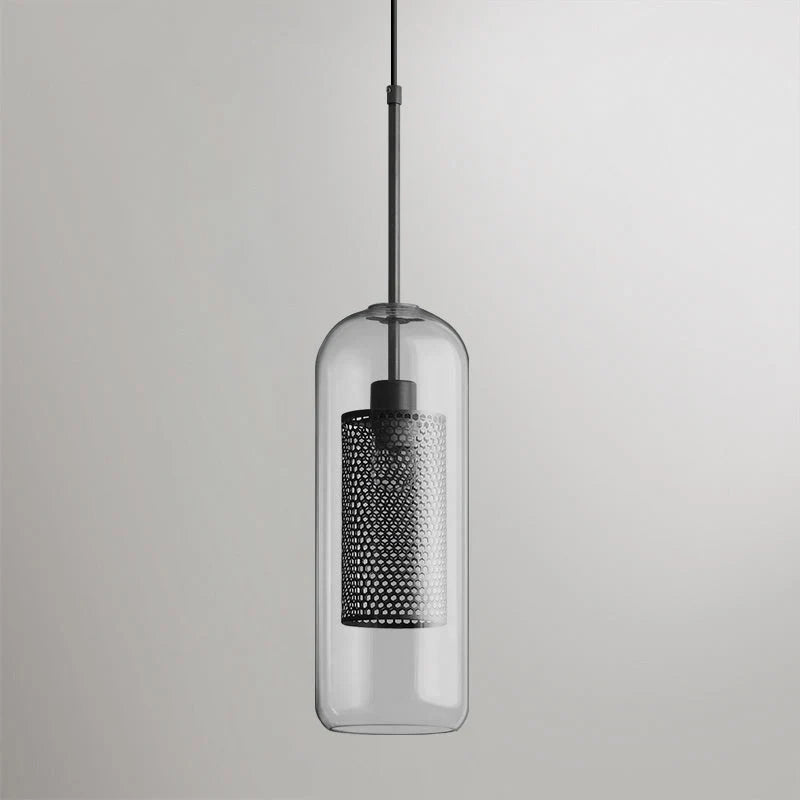 Clear Glass Metal Pendant Light Capsule Shape Adjustable Silver Finish Modern Kitchen Dining Room Home Decor - Stack & Clear 25