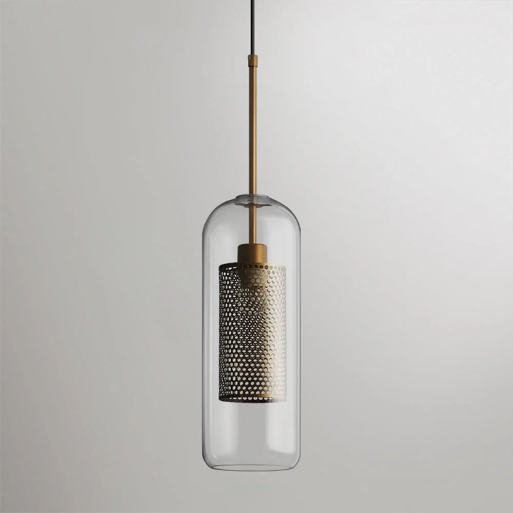 Clear Glass Metal Pendant Light Capsule Shape Adjustable Silver Finish Modern Kitchen Dining Room Home Decor - Stack & Clear 26