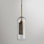 Clear Glass Metal Pendant Light Capsule Shape Adjustable Silver Finish Modern Kitchen Dining Room Home Decor - Stack & Clear 26