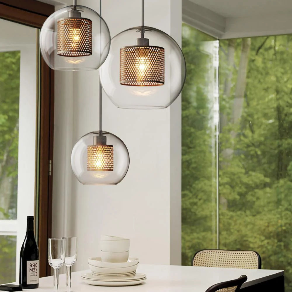 Clear Glass Metal Pendant Light Capsule Shape Adjustable Silver Finish Modern Kitchen Dining Room Home Decor - Stack & Clear 6