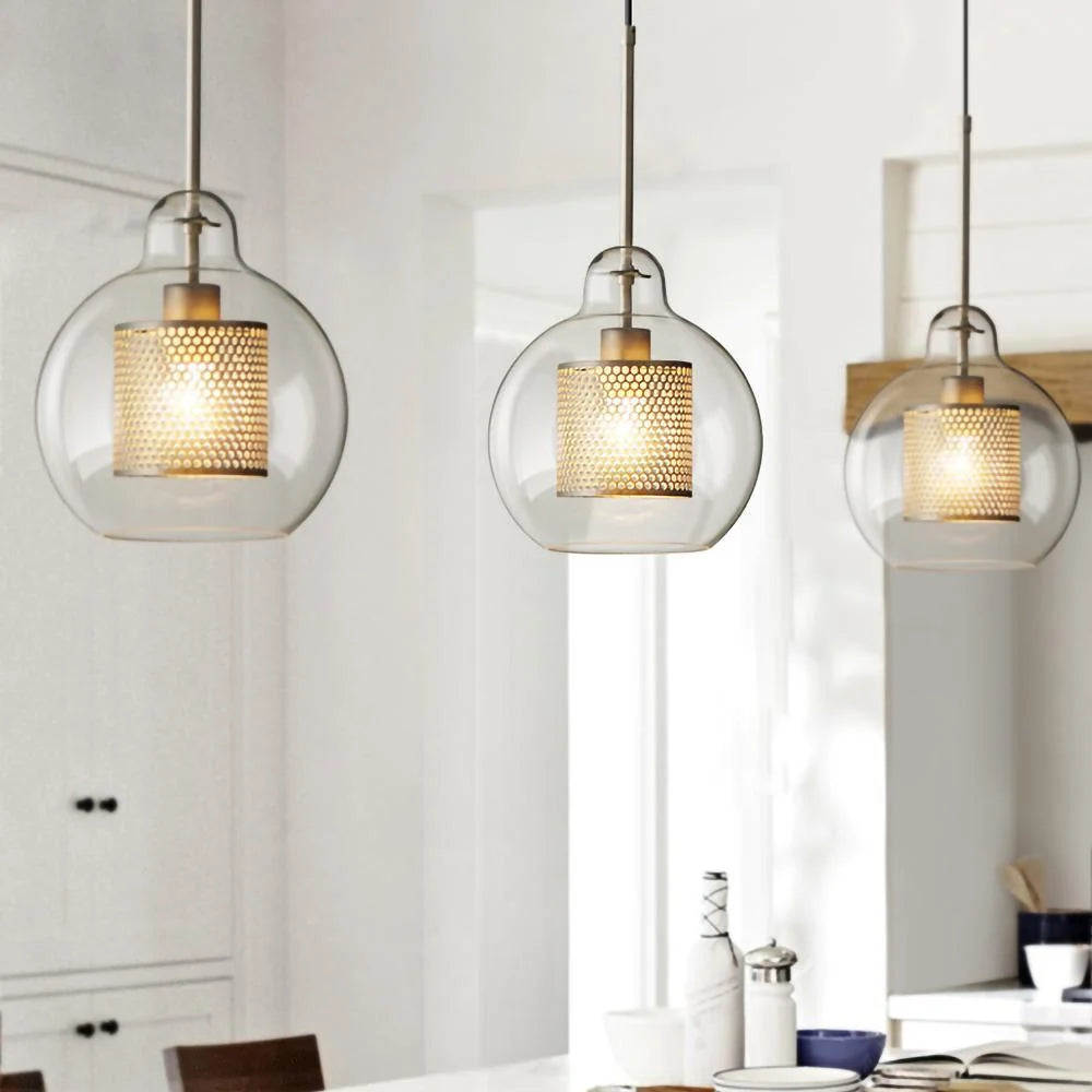 Clear Glass Metal Pendant Light Capsule Shape Adjustable Silver Finish Modern Kitchen Dining Room Home Decor - Stack & Clear 7