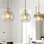 Clear Glass Metal Pendant Light Capsule Shape Adjustable Silver Finish Modern Kitchen Dining Room Home Decor - Stack & Clear 7