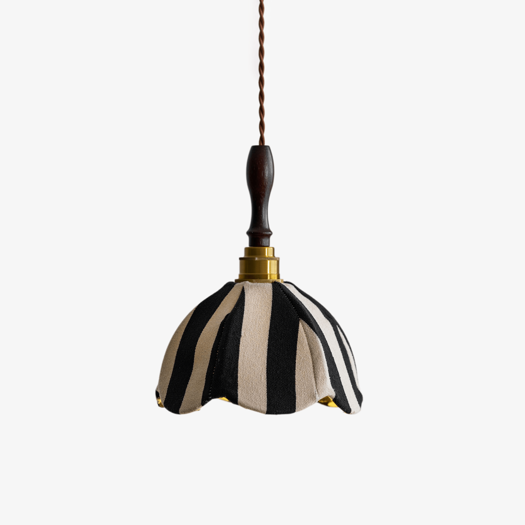 Minimalist Pendant Light Fabric Adjustable Height Black Cream 0