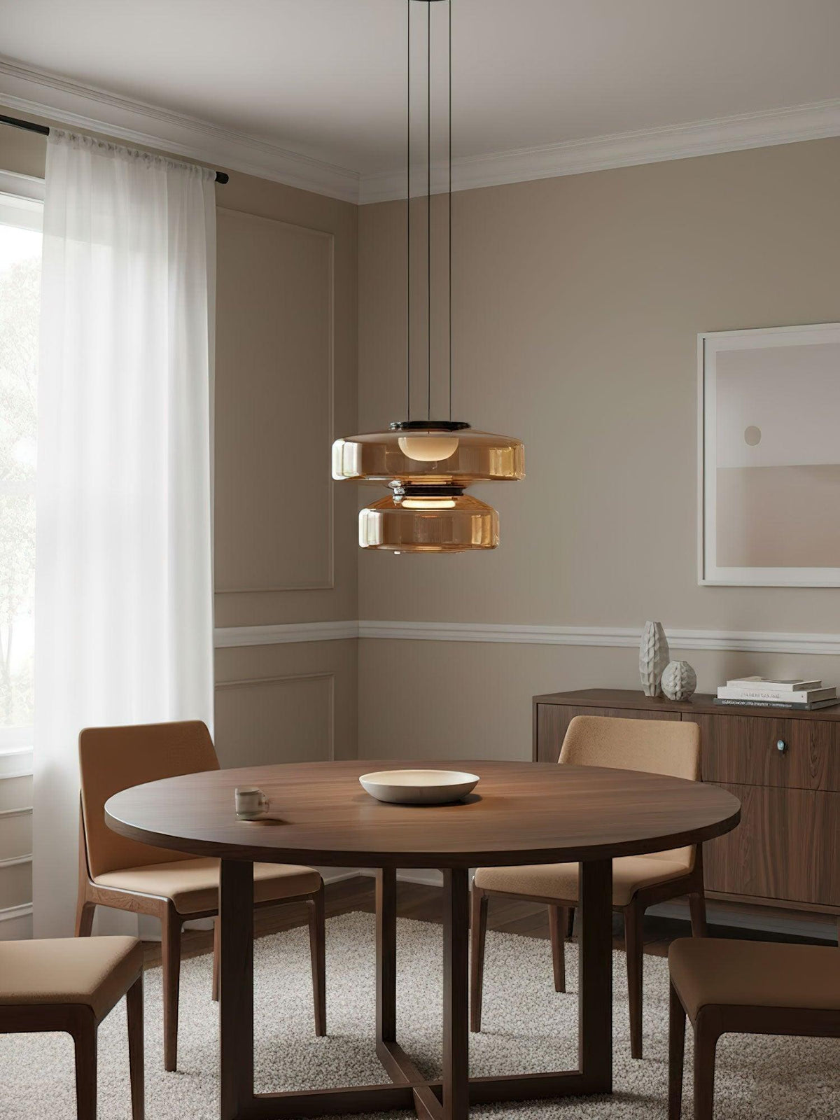 Minimalist Pendant Light Glass Adjustable Height Black 8