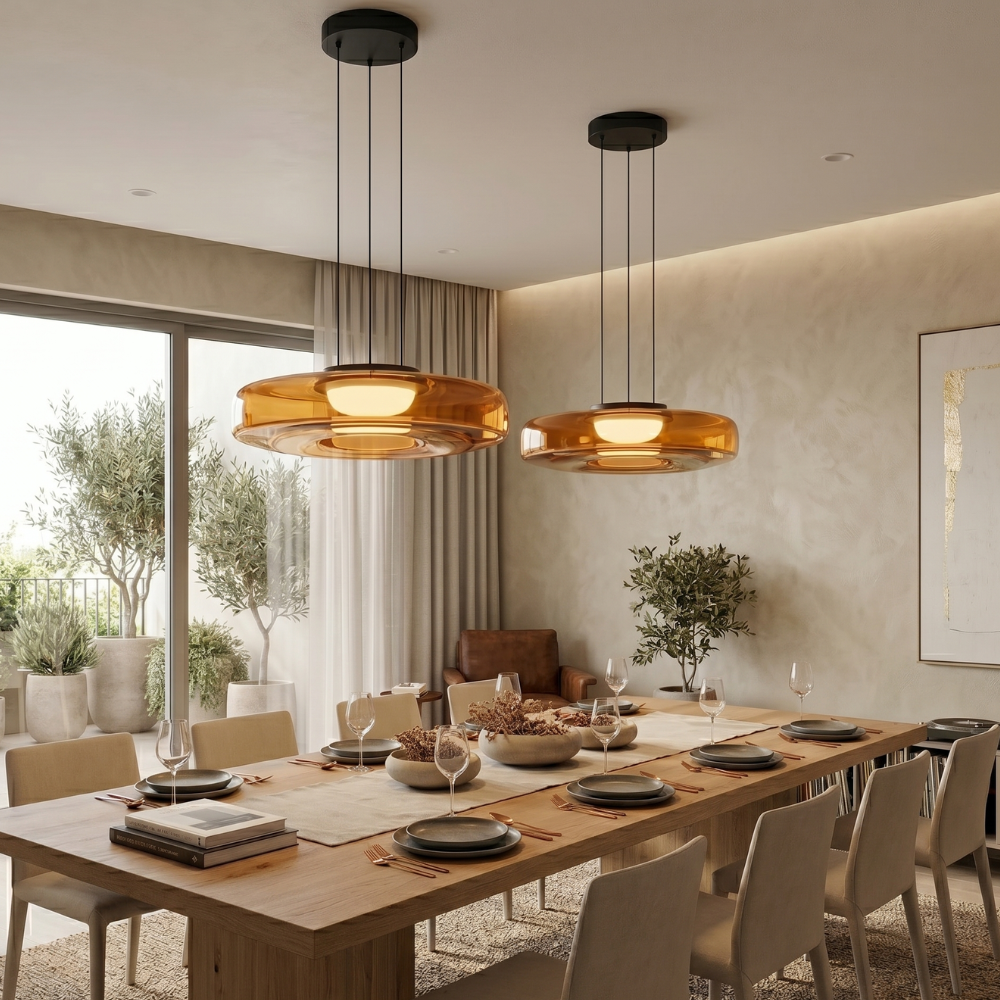 Minimalist Pendant Light Glass Adjustable Height Black 80