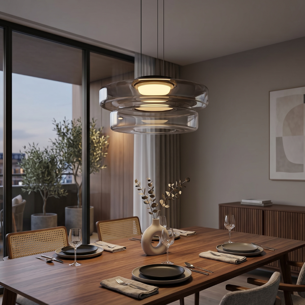 Minimalist Pendant Light Glass Adjustable Height Black 84
