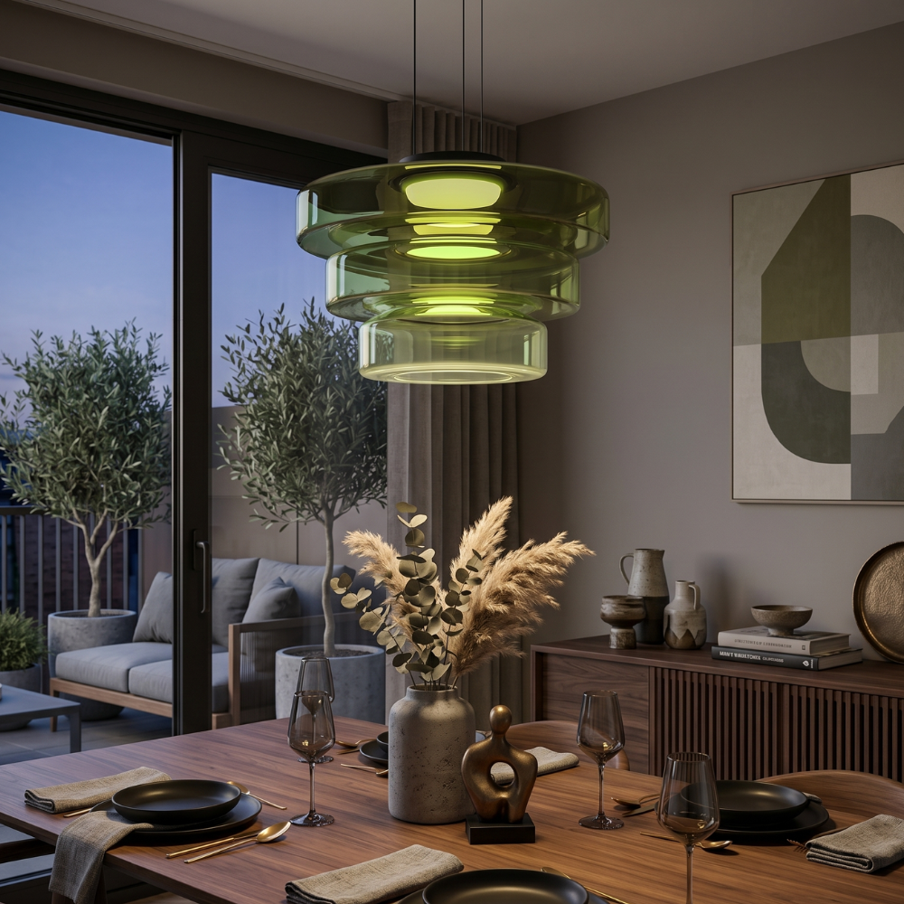 Minimalist Pendant Light Glass Adjustable Height Black 85