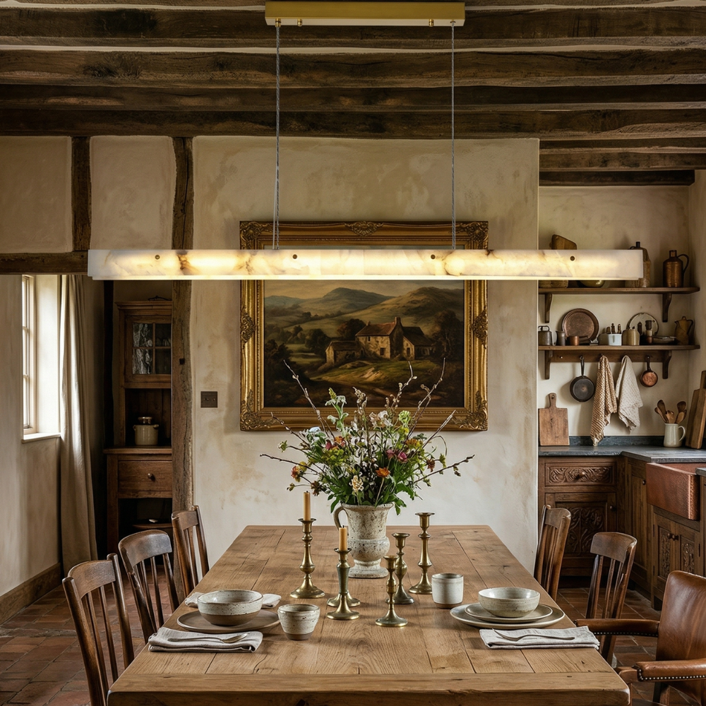 Minimalist Pendant Light Marble Gold Adjustable Height 99