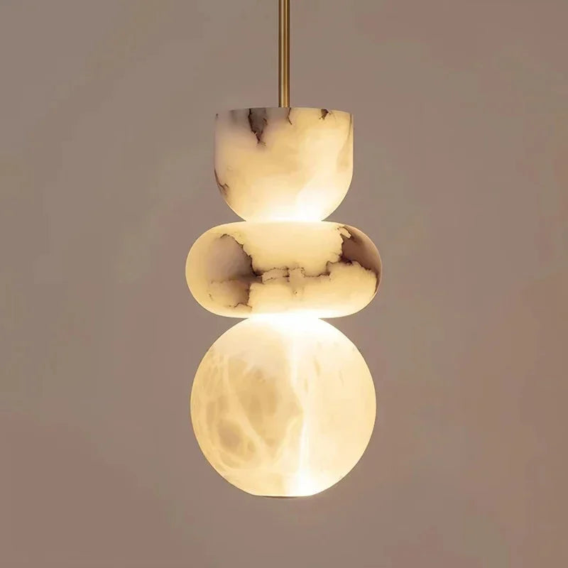 Minimalist Pendant Light Natural Marble Warm LED 0