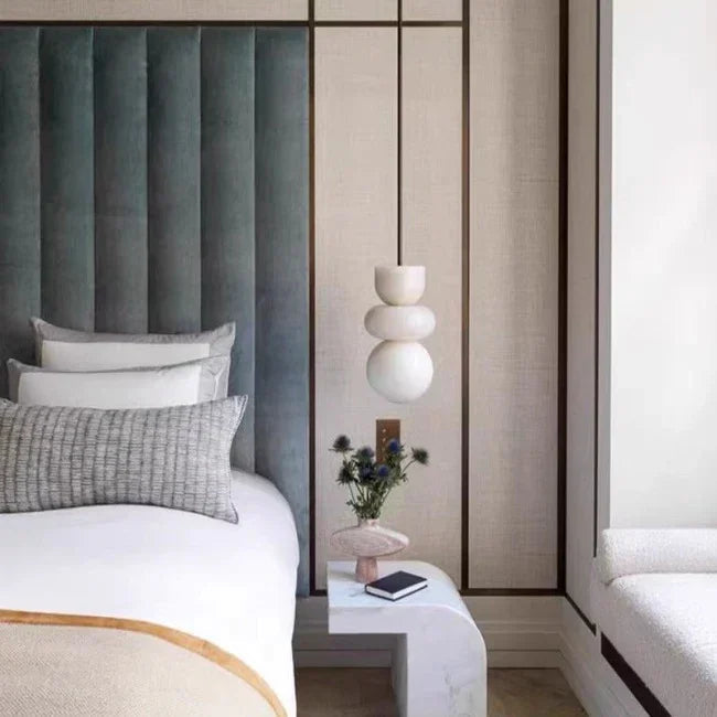 Minimalist Pendant Light Natural Marble Warm LED 2