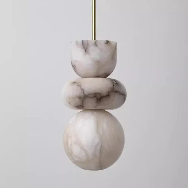 Minimalist Pendant Light Natural Marble Warm LED 3
