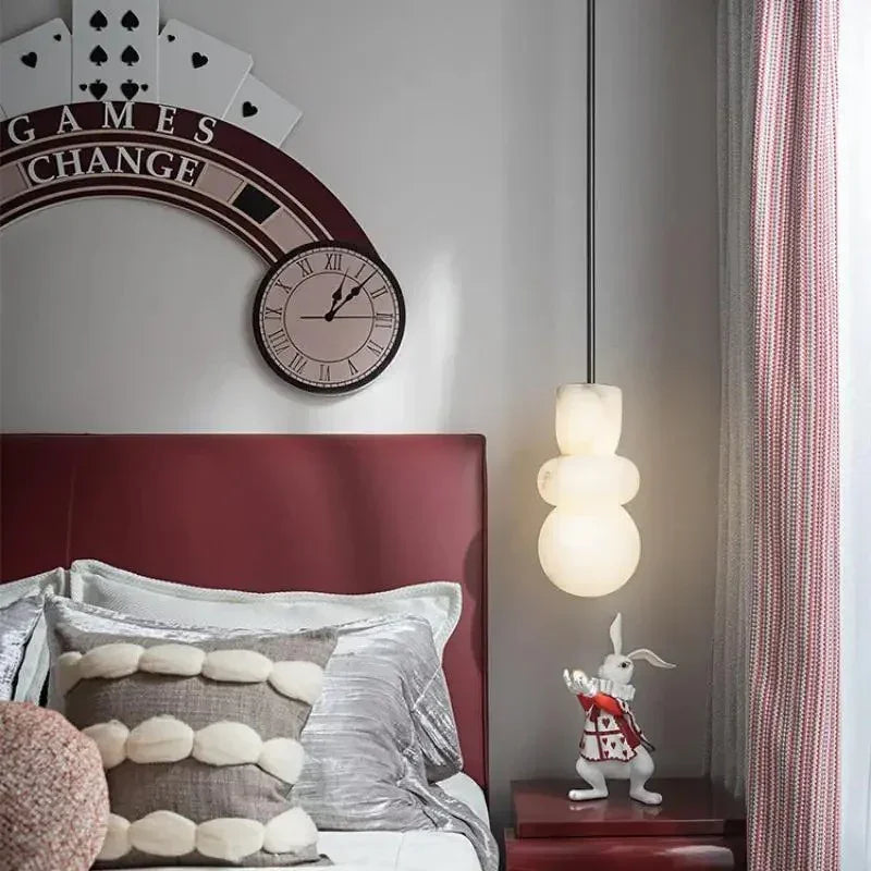 Minimalist Pendant Light Natural Marble Warm LED 5