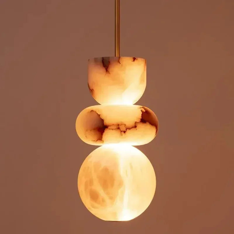 Minimalist Pendant Light Natural Marble Warm LED 6