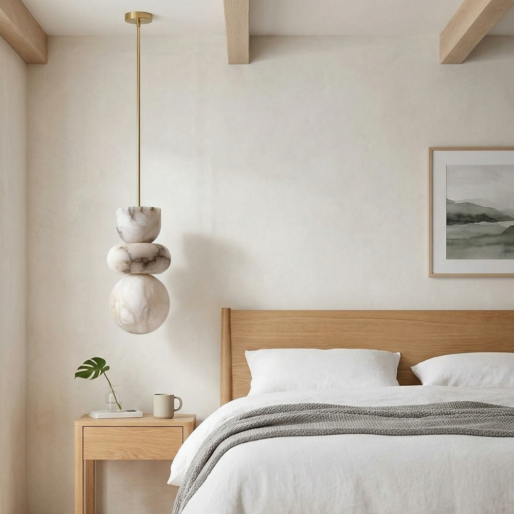 Minimalist Pendant Light Natural Marble Warm LED 99