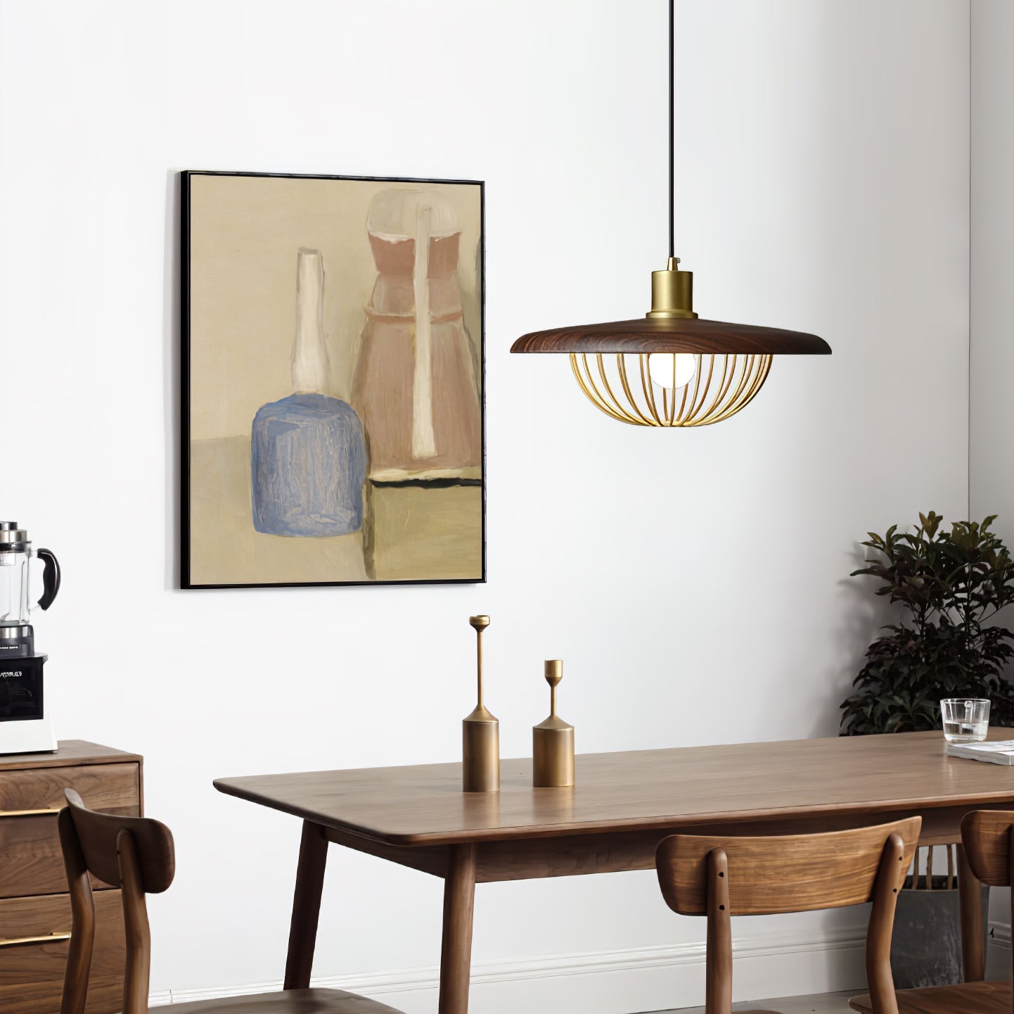 Minimalist Pendant Light Solid Wood Elegant Design 4