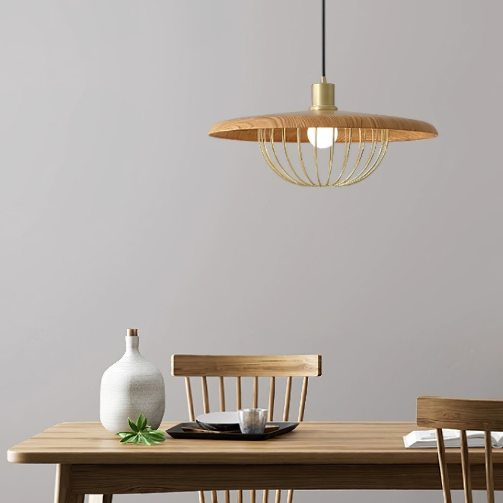 Minimalist Pendant Light Solid Wood Elegant Design 7