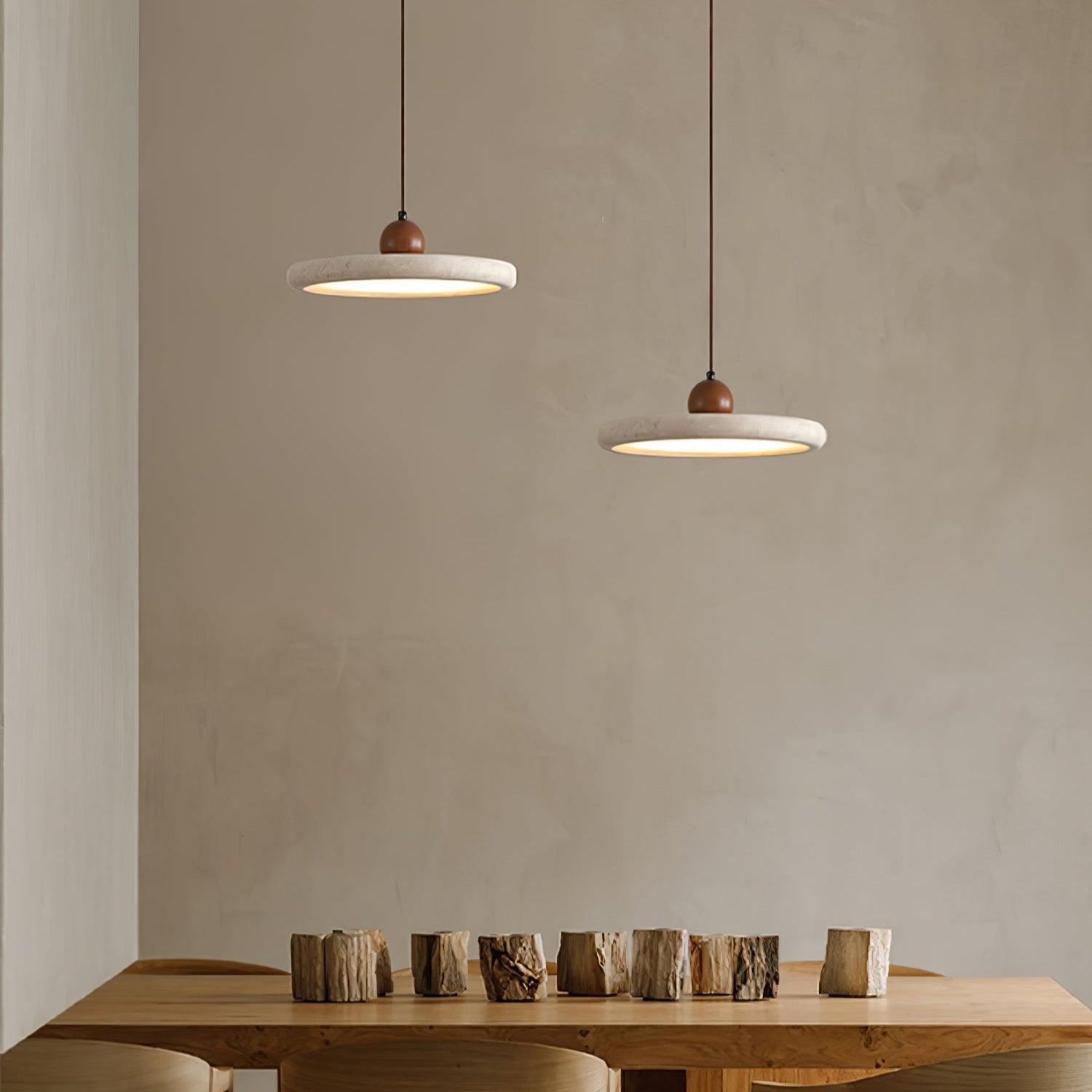 Minimalist Pendant Light Travertine Stone Modern 3