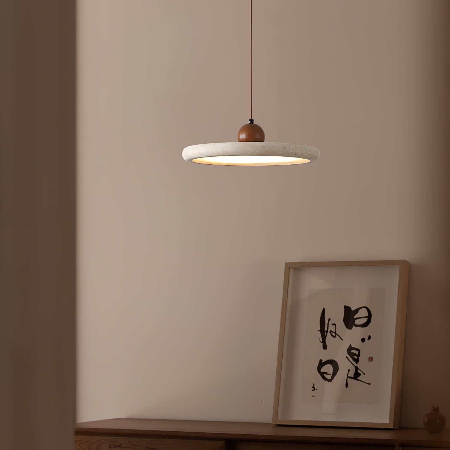 Minimalist Pendant Light Travertine Stone Modern 4