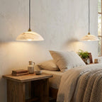 Minimalist Pendant Light White Alabaster Adjustable Height 4