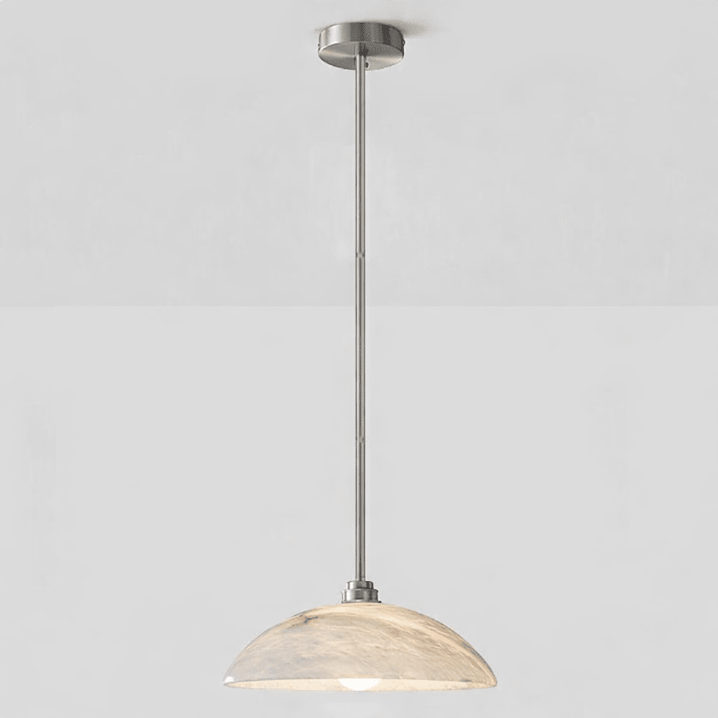 Minimalist Pendant Light White Alabaster Adjustable Height 9