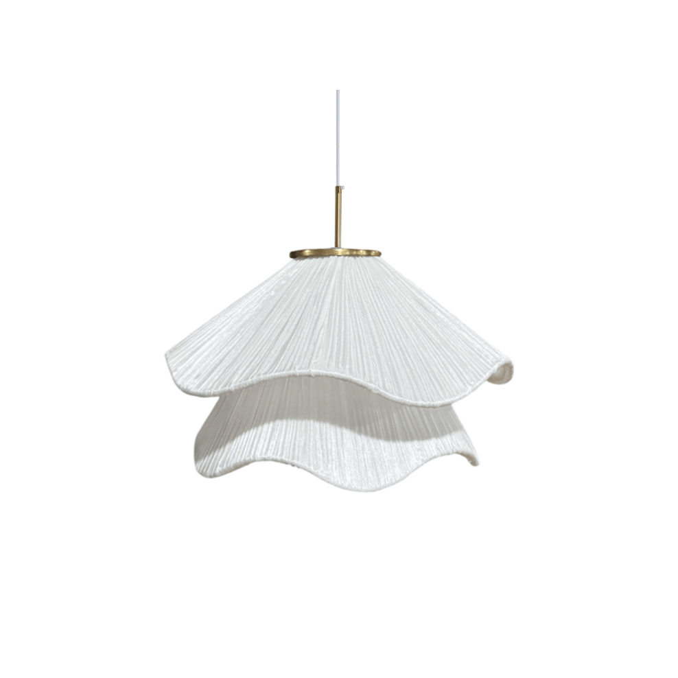 Minimalist Pendant Light White Fabric Adjustable Height 0