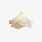 Minimalist Pendant Light White Fabric Adjustable Height 1