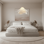 Minimalist Pendant Light White Fabric Adjustable Height 8