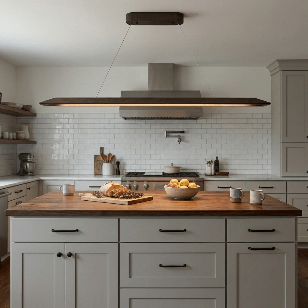 Minimalist Pendant Light Wood Adjustable Height Dimmable 3