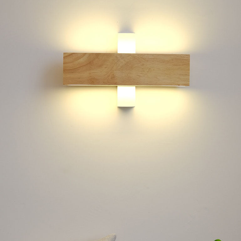 Minimalist Rotatable LED Wall Sconce Lamp – Wood and Acrylic Design for Hallway, Living Room, Bedroom 4