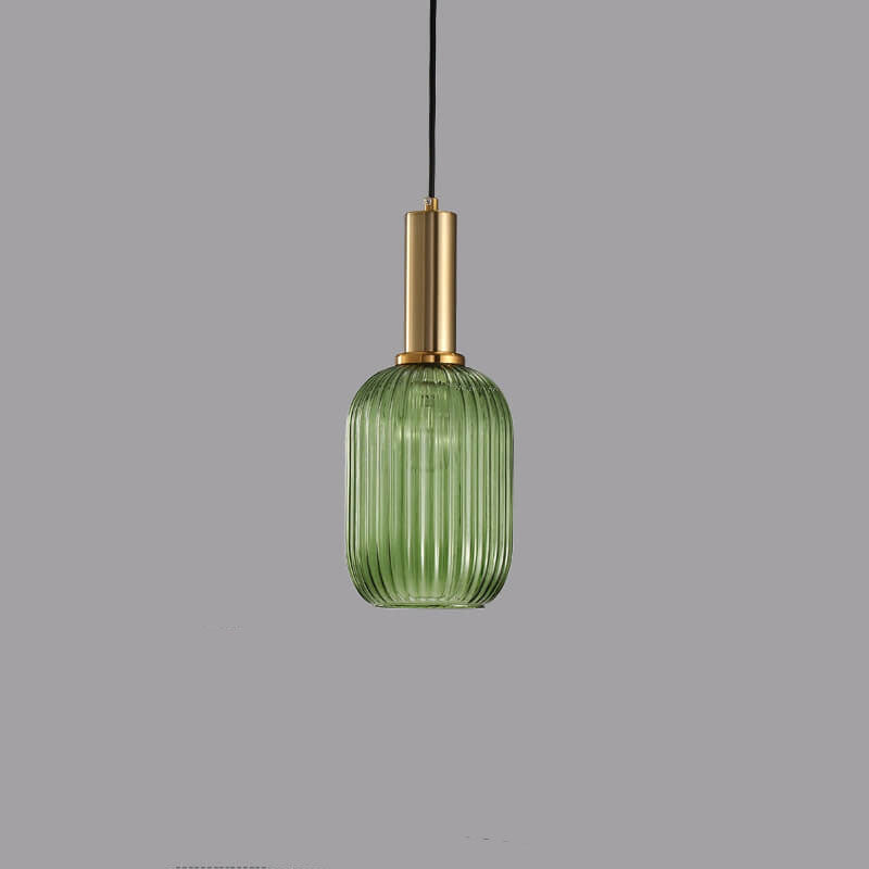 Minimalist Striped Glass Pendant Light – Modern Kitchen Hanging Lights in Amber, Smoke Gray, and Green 0