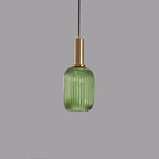 Minimalist Striped Glass Pendant Light – Modern Kitchen Hanging Lights in Amber, Smoke Gray, and Green 0