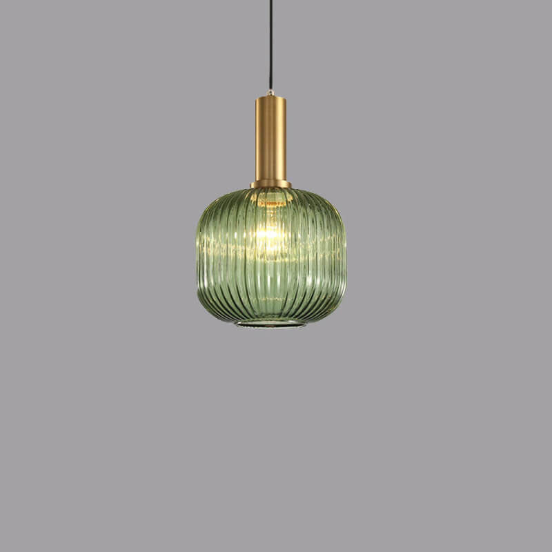 Minimalist Striped Glass Pendant Light – Modern Kitchen Hanging Lights in Amber, Smoke Gray, and Green 10
