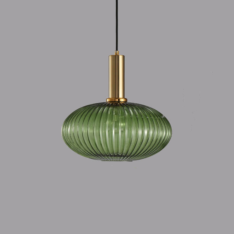 Minimalist Striped Glass Pendant Light – Modern Kitchen Hanging Lights in Amber, Smoke Gray, and Green 11