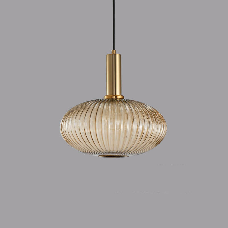Minimalist Striped Glass Pendant Light – Modern Kitchen Hanging Lights in Amber, Smoke Gray, and Green 12
