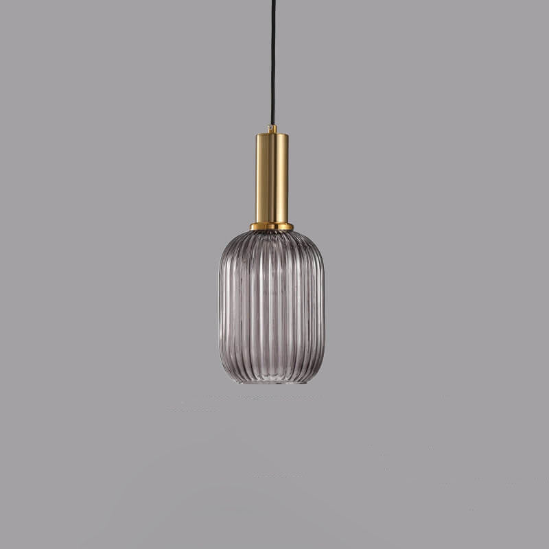 Minimalist Striped Glass Pendant Light – Modern Kitchen Hanging Lights in Amber, Smoke Gray, and Green 13