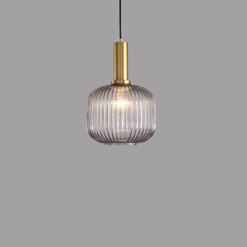 Minimalist Striped Glass Pendant Light – Modern Kitchen Hanging Lights in Amber, Smoke Gray, and Green 14