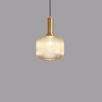 Minimalist Striped Glass Pendant Light – Modern Kitchen Hanging Lights in Amber, Smoke Gray, and Green 15