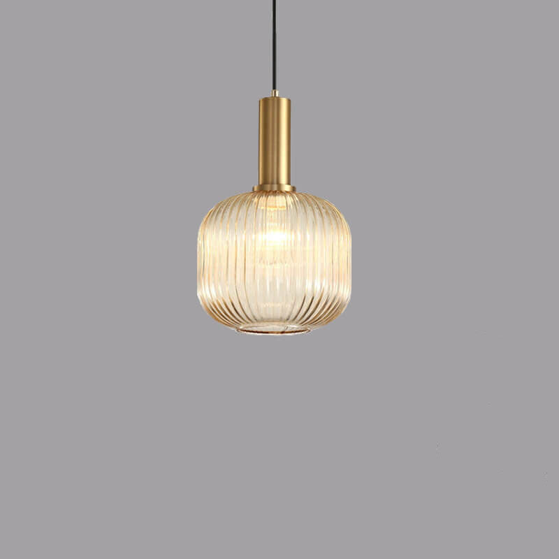 Minimalist Striped Glass Pendant Light – Modern Kitchen Hanging Lights in Amber, Smoke Gray, and Green 15