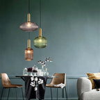 Minimalist Striped Glass Pendant Light – Modern Kitchen Hanging Lights in Amber, Smoke Gray, and Green 3