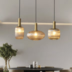 Minimalist Striped Glass Pendant Light – Modern Kitchen Hanging Lights in Amber, Smoke Gray, and Green 5