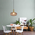 Minimalist Striped Glass Pendant Light – Modern Kitchen Hanging Lights in Amber, Smoke Gray, and Green 7