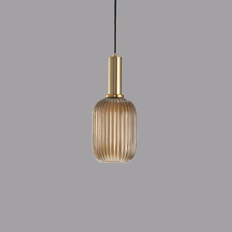 Minimalist Striped Glass Pendant Light – Modern Kitchen Hanging Lights in Amber, Smoke Gray, and Green 8