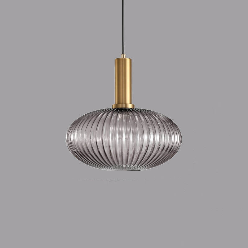 Minimalist Striped Glass Pendant Light – Modern Kitchen Hanging Lights in Amber, Smoke Gray, and Green 9