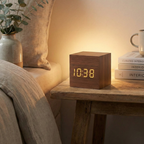 Minimalist Sunrise Alarm Clock With LED Display - Wood