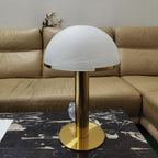 Minimalist Table Lamp Alabaster Stone Bronze Base 0