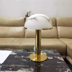 Minimalist Table Lamp Alabaster Stone Bronze Base 11