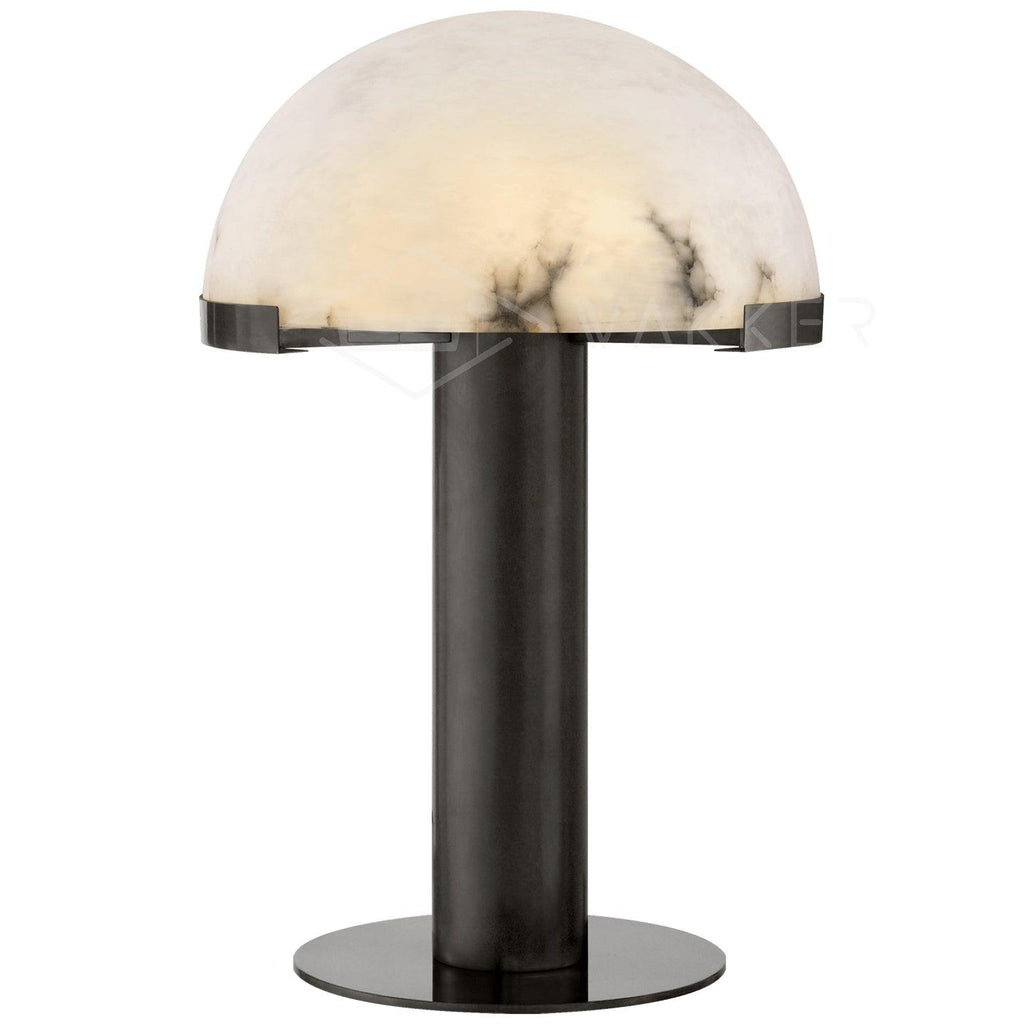 Minimalist Table Lamp Alabaster Stone Bronze Base 9