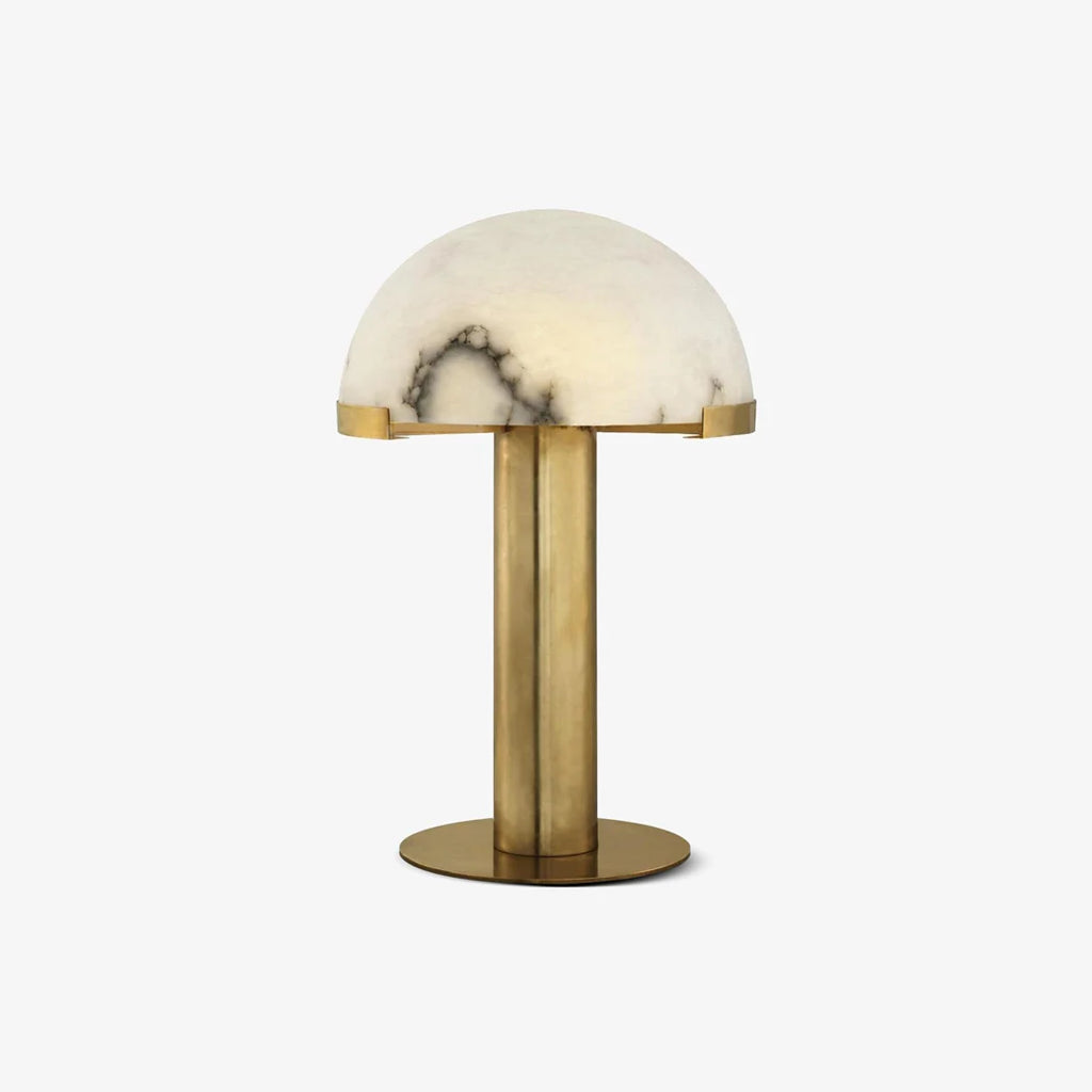 White Alabaster Stone Table Lamp Cylindrical Gold Metal Base Minimalist Living Room Bedroom Home Decor - Stack & Clear 4