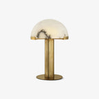 White Alabaster Stone Table Lamp Cylindrical Gold Metal Base Minimalist Living Room Bedroom Home Decor - Stack & Clear 4